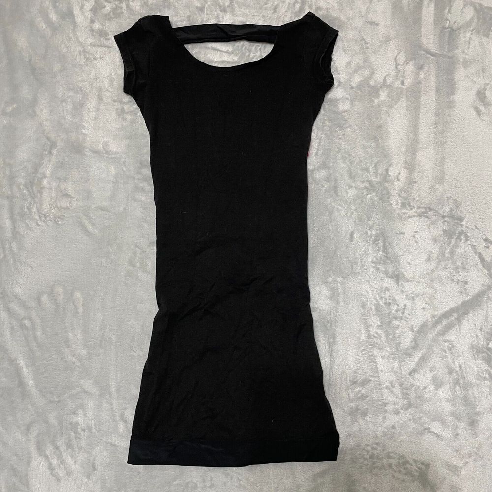 Charlotte Russe Dress XS Black Knee‎ Length Colorful Backstrap Nylon Stretch